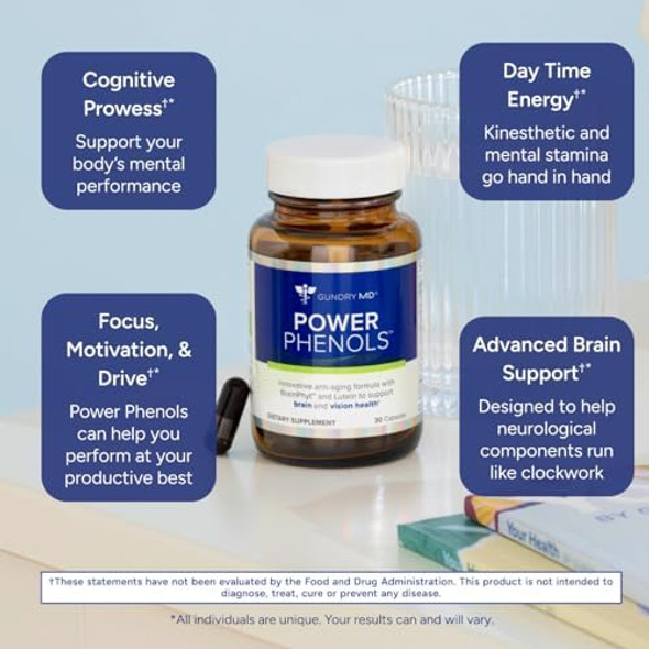 Gundry Md Power Phenols Brain Health Supplement For Cognition Focus Motivation Productivity And Energy - (30 Servings) Gundry Md Power Phenols Brain Health Supplement For Cognition Focus Motivation Productivity And Energy - (30 Servings)