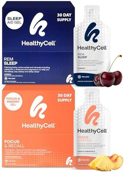 Healthycell Rem Sleep Aid Supplement + Focus & Recall Brain Supplement For Memory & Focus Bundle Healthycell Rem Sleep Aid Supplement + Focus & Recall Brain Supplement For Memory & Focus Bundle