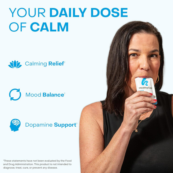 Healthycell Calm Mood Daily Liquid Supplement - Cortisol Manager & Mood Support Supplement For Stress With Ashwagandha L-Theanine Magnesium 5-Htp Gaba & Saffron - 30 Gel Packs