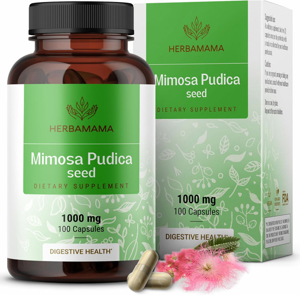 Herbamama Mimosa Pudica Seed Capsules - 1000Mg Mimosa Pudica Extract Powder For Digestive Cleanse & Detox - Vegan Non-Gmo Digestive Support Supplement 100 Caps Herbamama Mimosa Pudica Seed Capsules - 1000Mg Mimosa Pudica Extract Powder For Digestive Cleanse & Detox - Vegan Non-Gmo Digestive Support Supplement 100 Caps