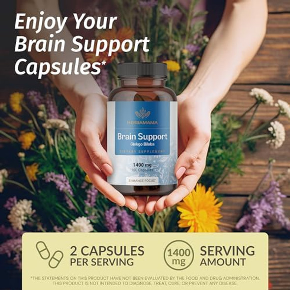 Herbamama Brain Support & Broccoli Sprout Kit - Bundle Of 1400 Mg Brain Support Complex &1000 Mg Broccoli Sprout Capsules - Vegan Non-Gmo Gelatin- - 2 Pack