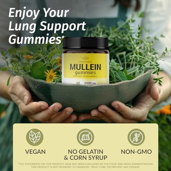 Herbamama Mullein Leaf And Iodine Kit - Bundle Of 2000Mg Mullein Leaf Extract Gummies & Potassium Iodine With Zinc & Sele Gummies - Vegan Non-Gmo Pectin-Based - 2 Pack