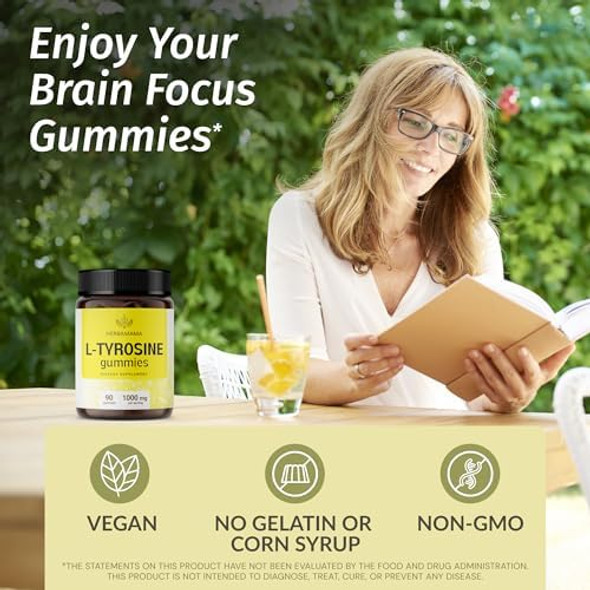 Herbamama L-Tyrosine And Lion'S Mane Kit - Bundle Of 1000 Mg L-Tyrosine & 1000 Mg Lion'S Mane Gummies - Vegan Non-Gmo Gelatin- - 2 Pack