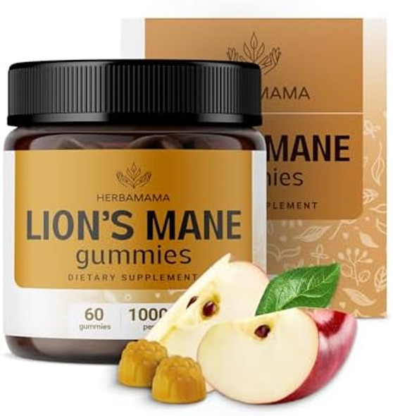 Herbamama Lion'S Mane Gummies - 1000Mg Lion'S Mane Mushroom For Brain Clarity Support - Vegan Non-Gmo Focus Supplement For Adults - 60 Pectin-Based Apple-Flavored Chews Herbamama Lion'S Mane Gummies - 1000Mg Lion'S Mane Mushroom For Brain Clarity Support - Vegan Non-Gmo Focus Supplement For Adults - 60 Pectin-Based Apple-Flavored Chews