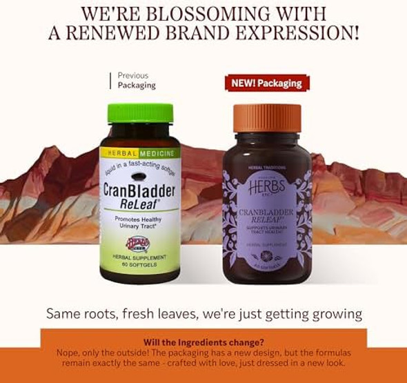 Herbs Etc. Cranbladder Releaf Softgels - Bladder Health Support - Natural Supplement Formula To Aid Urinary Health & Comfort - Optimal Urinary Support With Cranberry - 60 Softgels (60 Servings) Herbs Etc. Cranbladder Releaf Softgels - Bladder Health Support - Natural Supplement Formula To Aid Urinary Health & Comfort - Optimal Urinary Support With Cranberry - 60 Softgels (60 Servings)