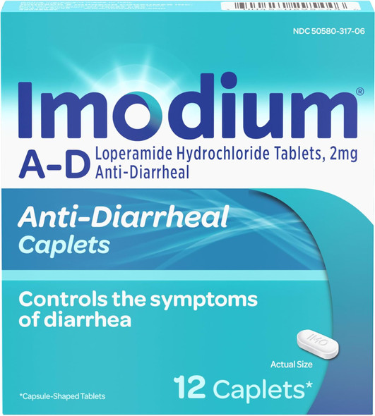 Imodium Ad Diarrhea Relief Caplets With Loperamide Hydrochloride 12 Count