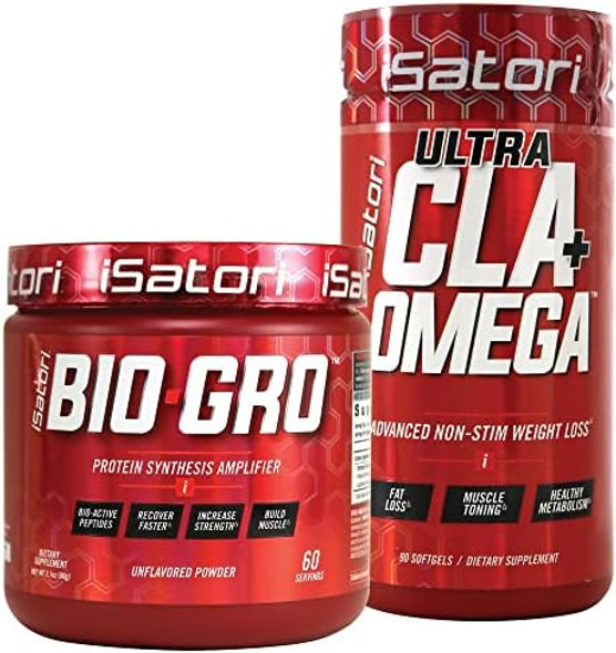 Isatori Bio-Gro Protein Synthesis Amplifier - Unflavored (60 Servings) & Isatori Ultra Cla + Omega (90 Softgels)