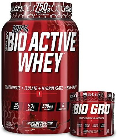 Isatori Bio-Gro Chocolate Ice Cream (60 Servings) & Bio-Active Whey Protein Powder Chocolate Sensation (30 Servings)