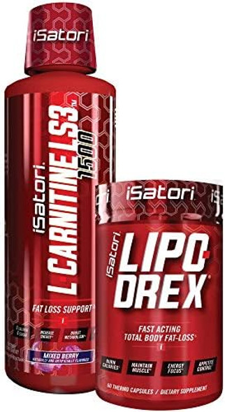 Isatori Lipo-Drex Fat Loss Thermogenic Formula - Fast Acting Weight Loss -Appetite Suppressant (60 Capsules) L-Carnitine Liquid Fat Burner And Metabolism Activator- Mixed Berry (32 Servings)