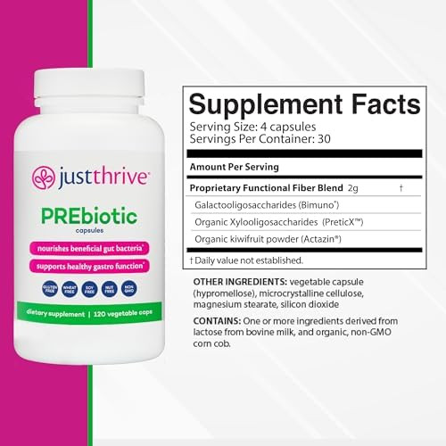 Just Thrive Prebiotic Capsules - Prebiotic Blend For Gut Health And Immune Support 120 Caps