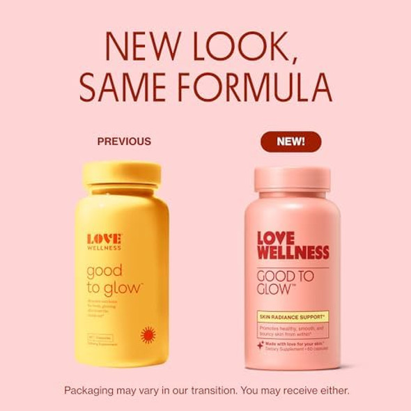 Love Wellness Good To Glow  Collagen Supplement With Biotin Vitamin C E Ashwagandha & Zinc  Promotes Smooth Glowing & Clear Skin  Enhances Smoothness & Promotes Healthy Skin  60 Count Love Wellness Good To Glow  Collagen Supplement With Biotin Vitamin C E Ashwagandha & Zinc  Promotes Smooth Glowing & Clear Skin  Enhances Smoothness & Promotes Healthy Skin  60 Count