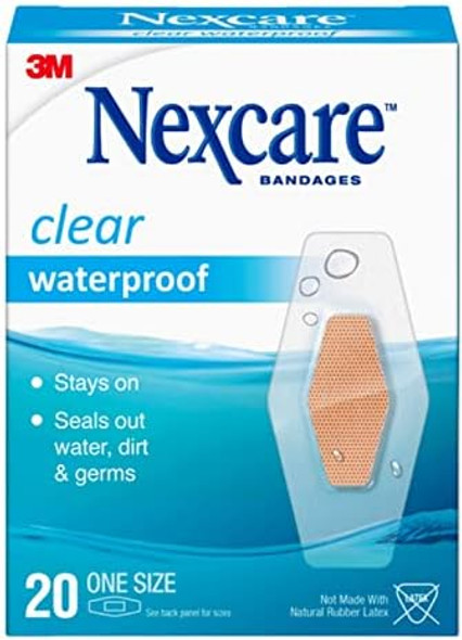 Nexcare Waterproof Clear Bandages Germproof 20 Count Packages (Pack Of 4)