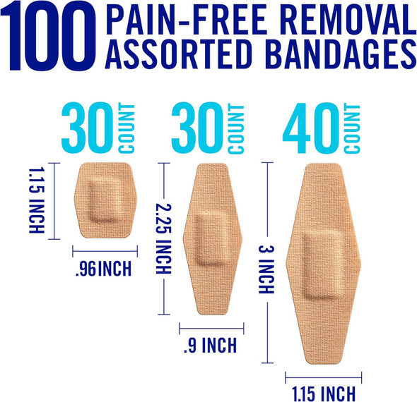 Nexcare Duo Bandages Painless Removal Strong Adhesive Bandages Stay On For 24 Hours Flexible Fabric Construction - 100 Pack Assorted Sizes Nexcare Duo Bandages Painless Removal Strong Adhesive Bandages Stay On For 24 Hours Flexible Fabric Construction - 100 Pack Assorted Sizes