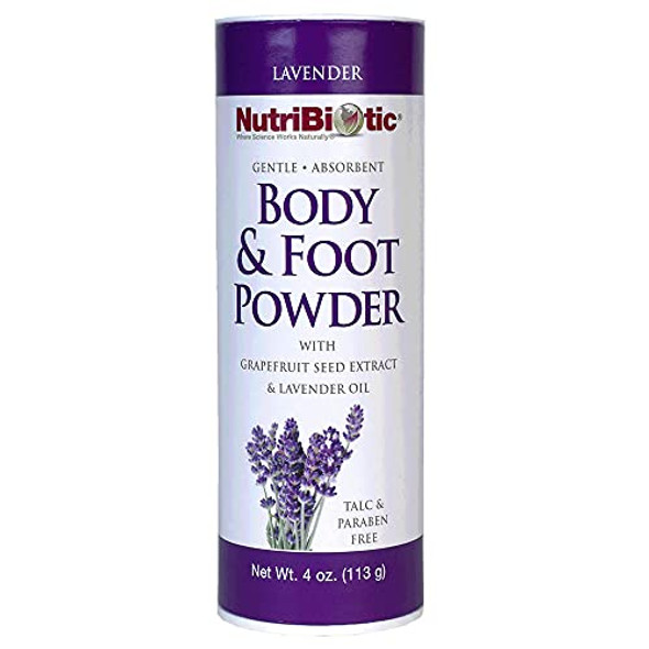 Nutribiotic – Body & Foot Powder With Lavender Essential Oil 4 Oz  With Grapefruit Seed Extract  Vegan & Non-Gmo  Talc Paraben & Gluten   Gentle & Absorbent