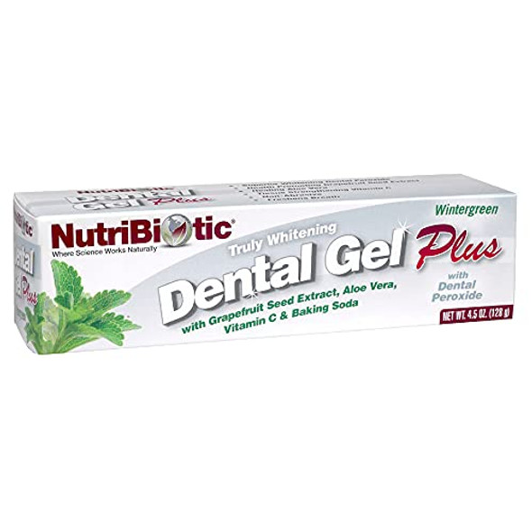Nutribiotic – Dental Gel Plus Truly Whitening Wintergreen 4.5 Oz  With Gse Aloe Vitamin C Baking Soda & Dental Peroxide  Support Healthy Teeth & Gums  Fluoride-