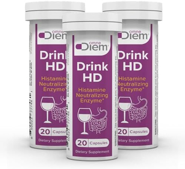 Omne Diem Drinkhd 20 Count 3 Pack - Diamine Oxidase - Dao Enzyme In A Convienant Carry Package.