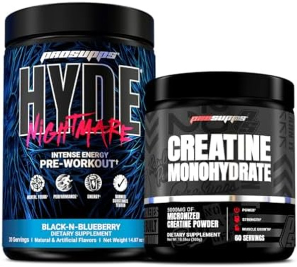 Prosupps Hyde Nightmare Intense Energy Pre-Workout Black N' Berry And Creatine 300 Bundle