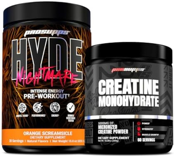 Prosupps Hyde Nightmare Intense Energy Pre-Workout Orange Creamsicle And Creatine 300 Bundle Prosupps Hyde Nightmare Intense Energy Pre-Workout Orange Creamsicle And Creatine 300 Bundle
