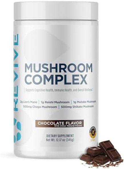 Revive Md Mushroom Powder Chocolate - Mushroom Supplement Supports Focus Cognitive Immune & Brain Health With A Blend Of Lion'S Mane Reishi Chaga Shiitake & Maitake - Gluten- - 30 Servings Revive Md Mushroom Powder Chocolate - Mushroom Supplement Supports Focus Cognitive Immune & Brain Health With A Blend Of Lion'S Mane Reishi Chaga Shiitake & Maitake - Gluten- - 30 Servings