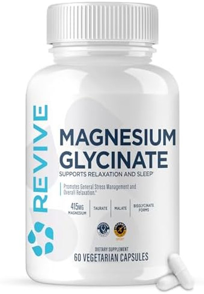 Revive Pure Magnesium Glycinate Capsules 200Mg Md - High Absorption Supplement For Relaxation & Stress Relief - Organic Memory & Sleep Support Pills For Strong Bones Normal Nerve & Muscle Function Revive Pure Magnesium Glycinate Capsules 200Mg Md - High Absorption Supplement For Relaxation & Stress Relief - Organic Memory & Sleep Support Pills For Strong Bones Normal Nerve & Muscle Function