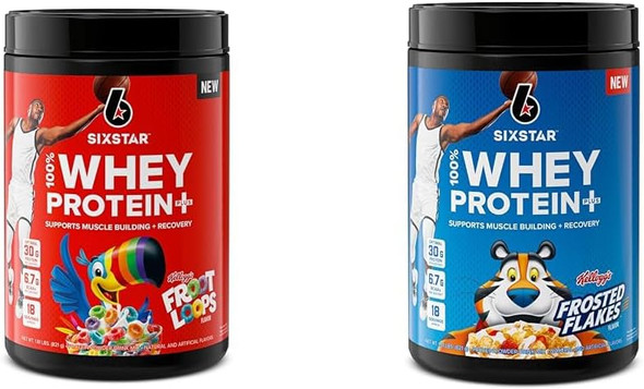 Six Star Whey Protein Powder Plus Kellogg'S Froot Loops & Frosted Flakes Flavors  30G Protein  Muscle Builder For Men & Women  1.8Lb Each