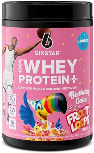Six Star Whey Protein Powder Plus  Muscle Building & Recovery Plus Immune Support  Muscle Builder For Men & Women  Kellogg’S Froot Loops Birthday Cake Flavor  1.5Lb