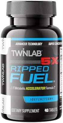 Twinlab Ripped Fuel - Endurance & Natural Energy Support - Made With Green Tea Extract Vitamin B12 Caffeine & More - 40 Tablets