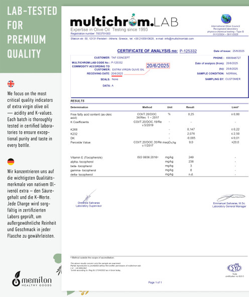 Memilon Extra Virgin Olive Oil 500ml – Cold Pressed High in Polyphenols Low Acidity From Family Farm in Crete – Premium Tin Can Packaging