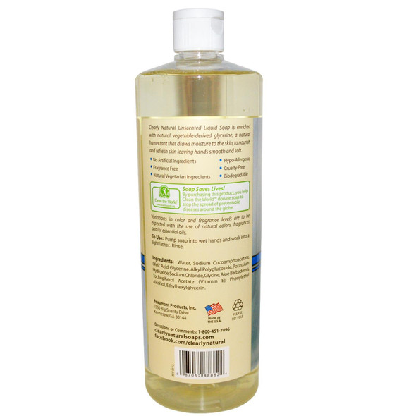Clearly Natural Hand Soap - Liquid - Unscented - Refill - 32 oz