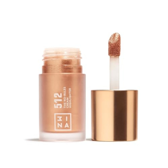 3Ina Makeup - The No-Rules Cream Highlighter 512 - Liquid Highlighter Pearly Gold For Eyes Lips & Cheeks W Sweet Almond Oil