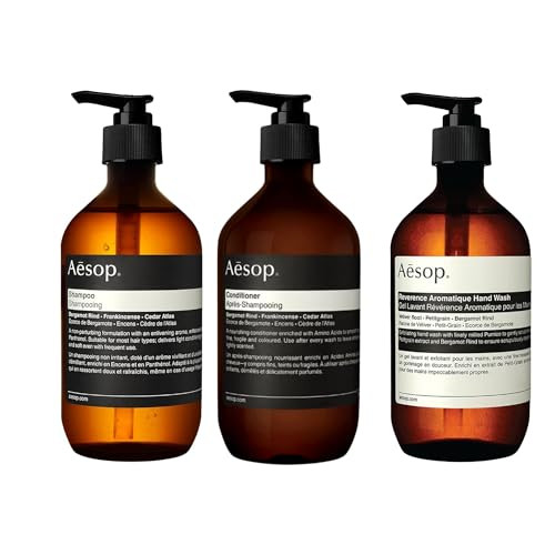 Aesop Hand And Hair Care Kit Resurrection Hand Wash + Shampoo And Conditoner Set Paraben- Cruelty- & Vegan Set Of 3 (16.9 Oz Each)