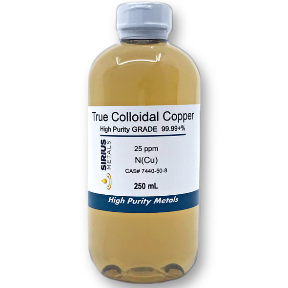 True Colloidal Copper 25ppm 250mL in a BPA Free Plastic Bottle
