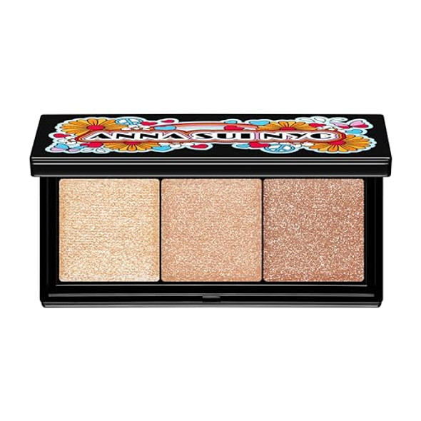 Anna Sui 3-Color Palette Sheer & Layerable Eye & Cheek Makeup Natural Muted Shades With Pearl Shimmer Lightweight Blendable Texture Compact Case 04 Enchanting Palette​ With Soft Greige 0.26 Oz