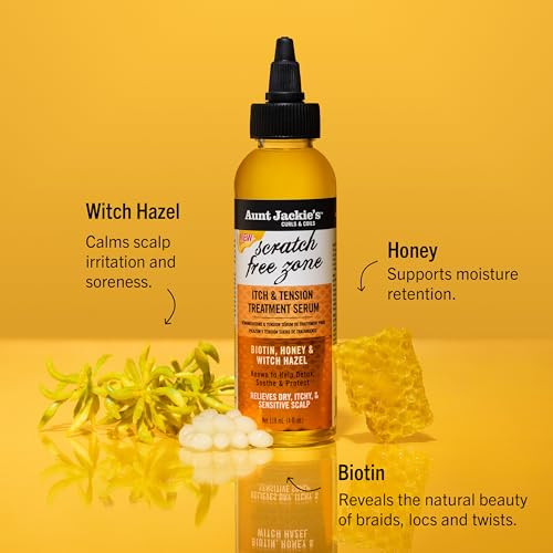 Aunt Jackie'S Braid + Twist Collection Scratch Zone Itch & Tension Treatment Serum – Relieve Dry Itchy Scalp With Witch Hazel Biotin And Honey – 4 Fl Oz