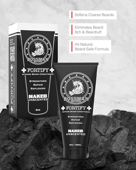 Bossman Fortify Beard Conditioner + Jelly Beard Oil For Men (10 Oz In Total – Unscented) – Moisturizing Protecting Softening And Strengthening Grooming Solutions – Made In The Usa