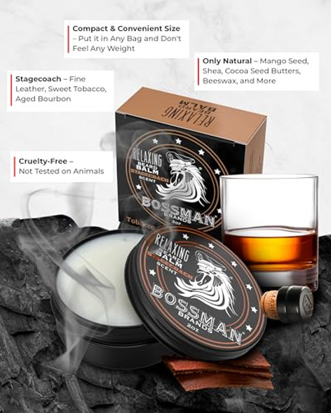 Bossman Jelly Beard Oil & Beard Balm For Men + Conditioner Bundle – (3 Pack 12 Oz In Total) - Stagecoach Scent - Softens Taming Moisturizing & Conditioning Set