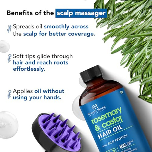 Botanic Hearth Rosemary Castor Oil 100% Pure & Natural Cold Pressed Organic 4 Fl Oz For Hair Eyelashes & Eyebrows Hexane Fast Absorbing With Dropper