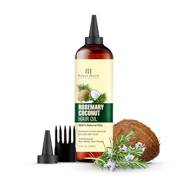 Botanic Hearth 100% Pure Rosemary Coconut & Avocado Oil For Hair Growth (6.7 Fl Oz) Infused Rosemary Coconut Biotinhair Oil Repairs Dry Damaged Hair Strengthening Healthier Hair- Hair Tonic