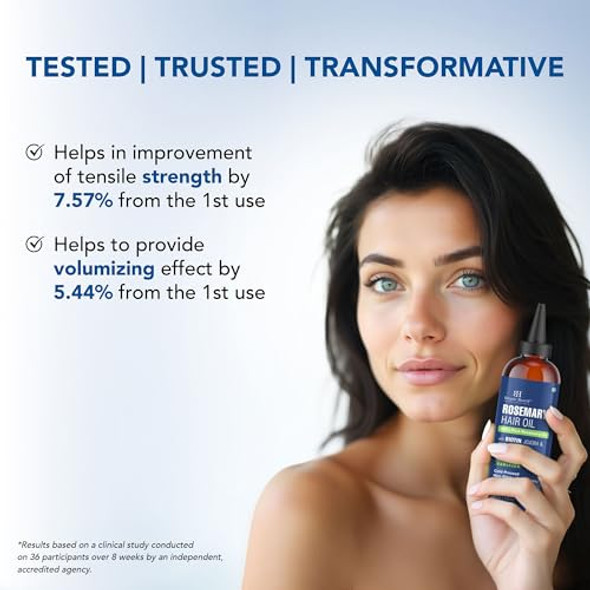 Botanic Hearth 100% Pure Rosemary Oil For Hair Growth (4 Fl Oz) Infused With Biotin Jojoba & Castor Oil Hair Oil Repairs Dry Damaged Hair Strengthening Healthier Hair- Hair Tonic