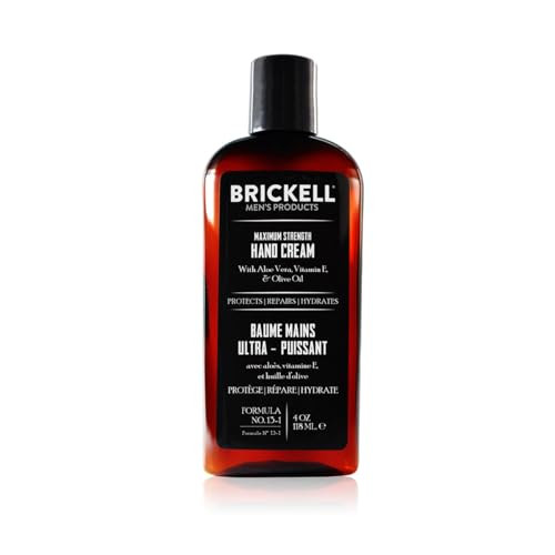 Brickell Men'S Maximum Strength Hand Cream For Men Natural And Organic Fast-Absorbing Hand Lotion With Vitamin E Shea Butter And Jojoba 4 Ounce (Unscented)