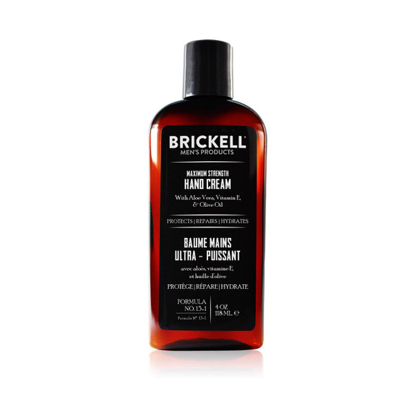 Brickell Men'S Maximum Strength Hand Cream For Men Natural And Organic Fast-Absorbing Hand Lotion With Vitamin E Shea Butter And Jojoba 4 Ounce Scented