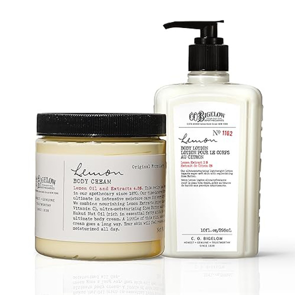 C.O. Bigelow Lemon Body Cream No. 005 8 Oz. & Lemon Body Lotion No. 1162 10 Fl Oz.