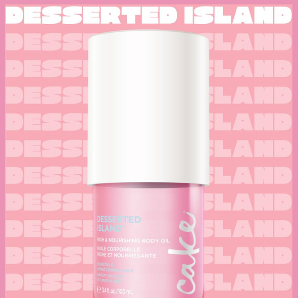 Cake Beauty Body Oil Desserted Island - Rich & Nourishing Body Oil Radiance Enhancing - Argan Oil Aloe Camelia Leaf Extract - For Dry Skin - 100 Ml / 3.4 Fl Oz