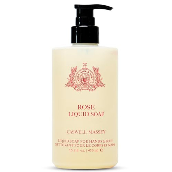 Caswell-Massey Rose Liquid Hand Soap & Moisturizing Body Wash With Pump Hydrating Plant-Based Skin Cleanserfor Men & Women Paraben And Phthalate 15.2 Fl Oz