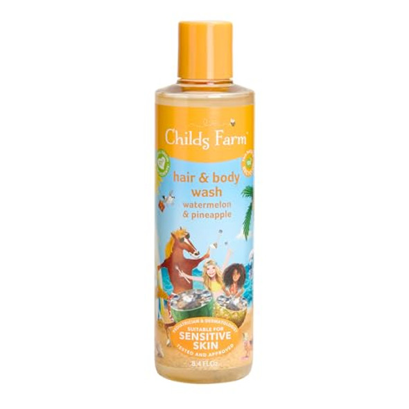 Childs Farm Kids Hair & Body Wash For Dry Sensitive Skin Watermelon & Organic Pineapple Gently Cleanses Vegan Cruelty- 8.4 Fl Oz