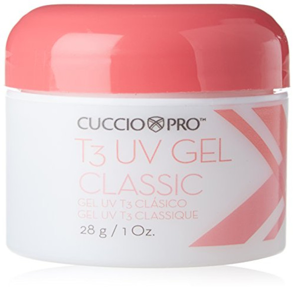Cuccio Pro T3 Uv Gel Classic - Easy Application - Strength And Durability - High Shine And Odor - Maintains Natural Nail Thickness - Optimal For Short Nail Beds - Clear - 1 Oz Nail Gel
