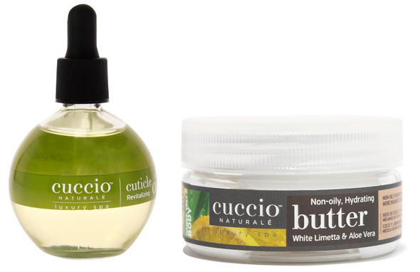 Cuccio Full Hand Treatment - Cuticle Oil 2.50 Oz And Butter Blends Moisturizing Scented Body Cream 8 Oz (Milk & Honey)