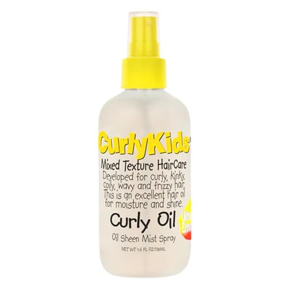 Curlykids Curly Oil Sheen Mist Spray - Nourishing Hair Oil For Kids Curly Kinky Coily Wavy & Frizzy Hair - Lightweight Moisture Locking Formula For Radiant Curls - Sulfate- & Paraben-