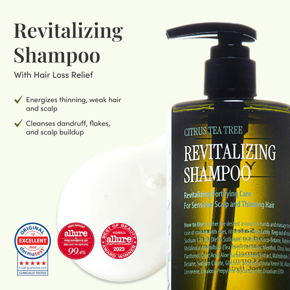 Curlyshyll Revitalizing Shampoo For Thinning Hair Volumizing & Fortifying Care Daily Scalp Shampoo With Citrus & Tea Tree 500Ml