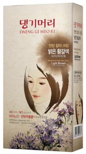 Daeng Gi Meo Ri – Korean Herbal Hair Dye Color Cream [Light Brown] - Ppd- Gray Coverage Hair Protection High-Keratin Formula 5 Oz
